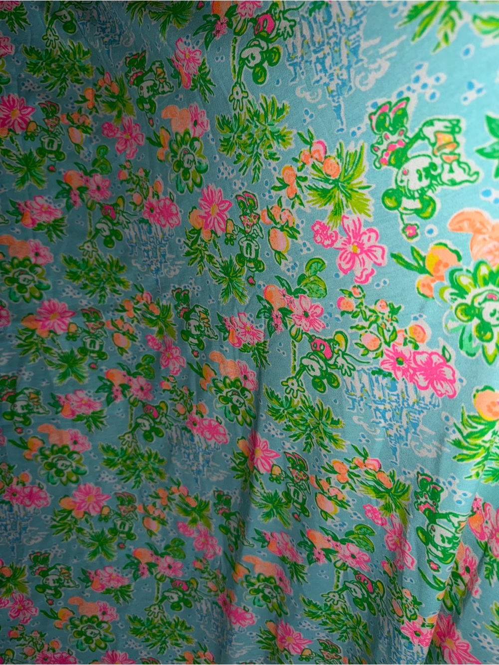 Lilly Pulitzer Slub cotton fabric blue Ibiza Lilly loves Disney 1 yard 36x61